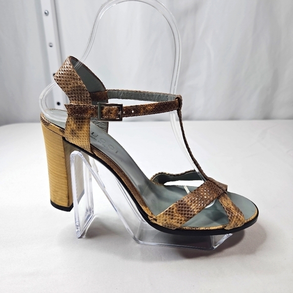 Gucci Brown Snakeskin Print Leather Sandals Size 35.5 - Picture 9 of 9